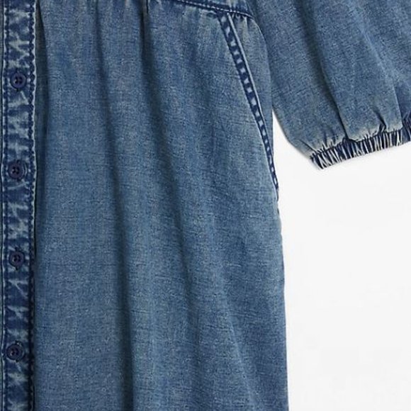 Girls Chambray Button Dress - Picture 3 of 3